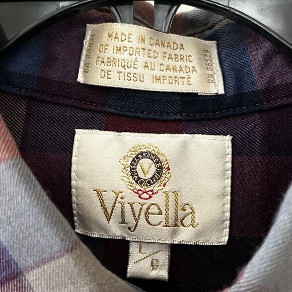 Viyella Plaid Cotton Wool Blend Button Up Shirt Colorful Canada Men's Size Large - Picture 6 of 11